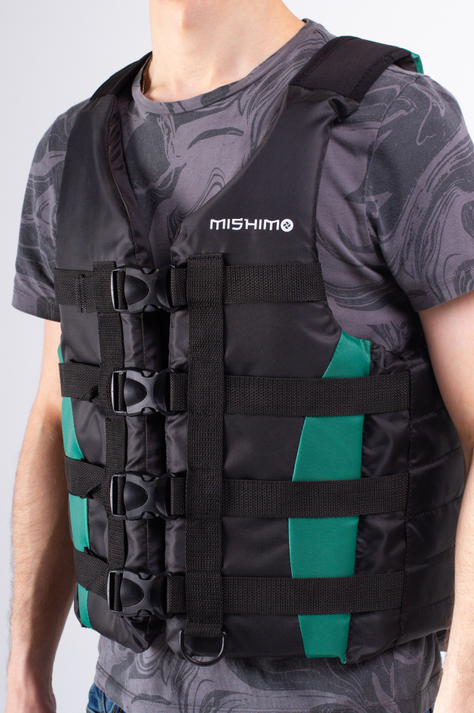 Жилет спасательный MISHIMO PRO Премиум качества Черно-зеленый в Кемерово