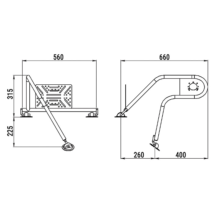 Стойка рулевая с креплением на баллон надувной лодки 25мм в Кемерово