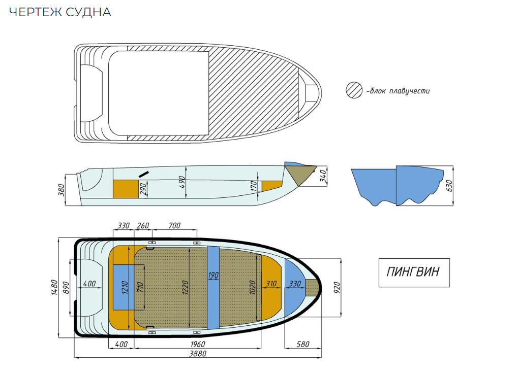 Стеклопластиковая лодка Пингвин (тримаран) в Кемерово